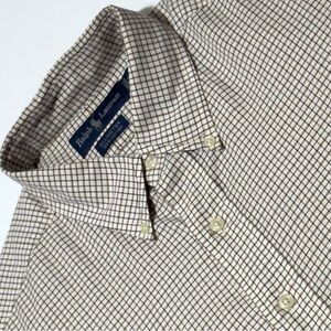 Ralph Lauren Cream Checked Casual Button Down Poplin Shirt‎ Excellent